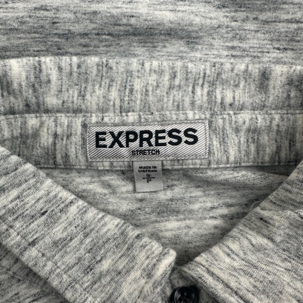 EXPRESS Stretch Men’s Sz Small Gray Collared Short Sleeve Shirt - Picture 4 of 5